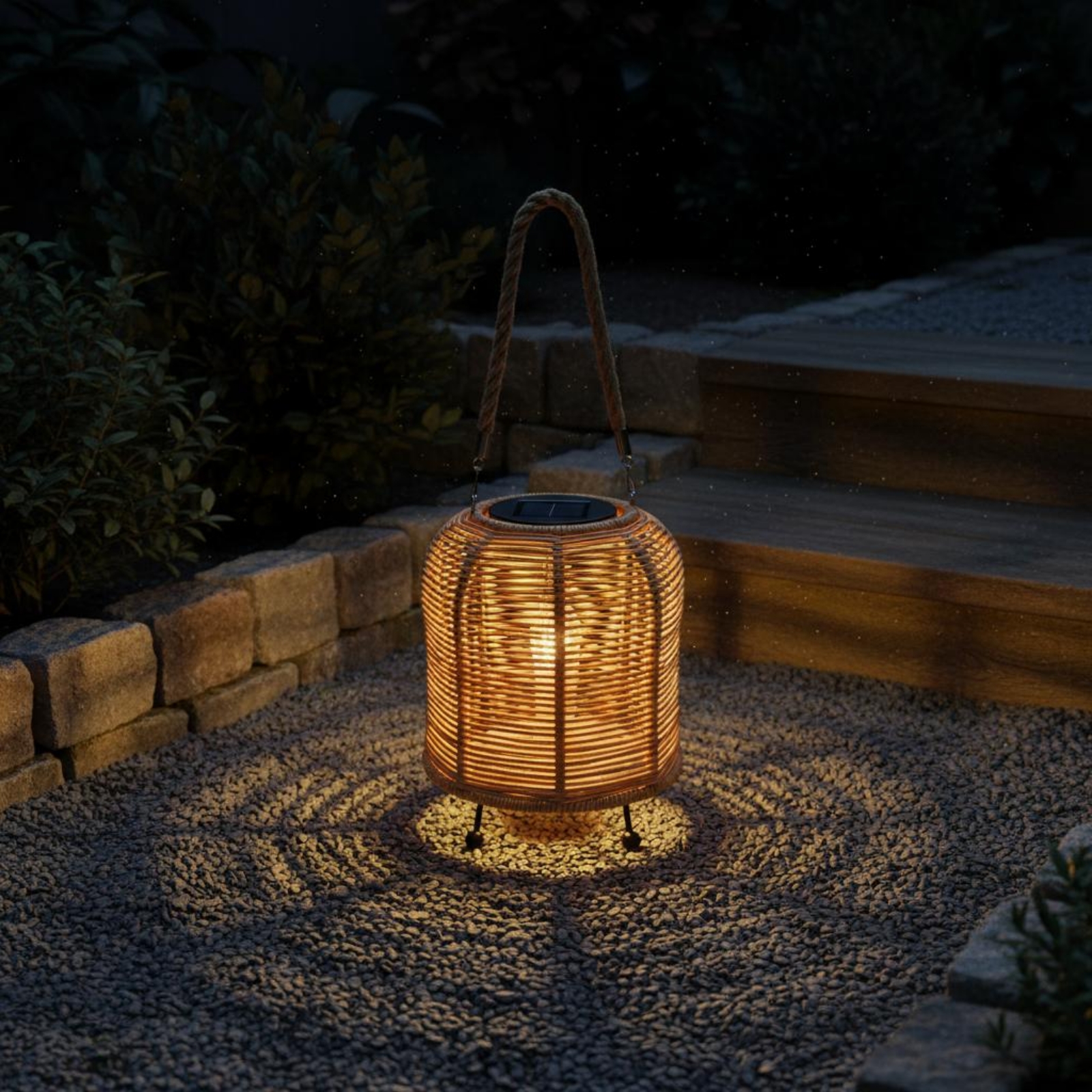 Restaurant Lighting Decoration - Handwoven Solar Lantern Braided Rope Handle