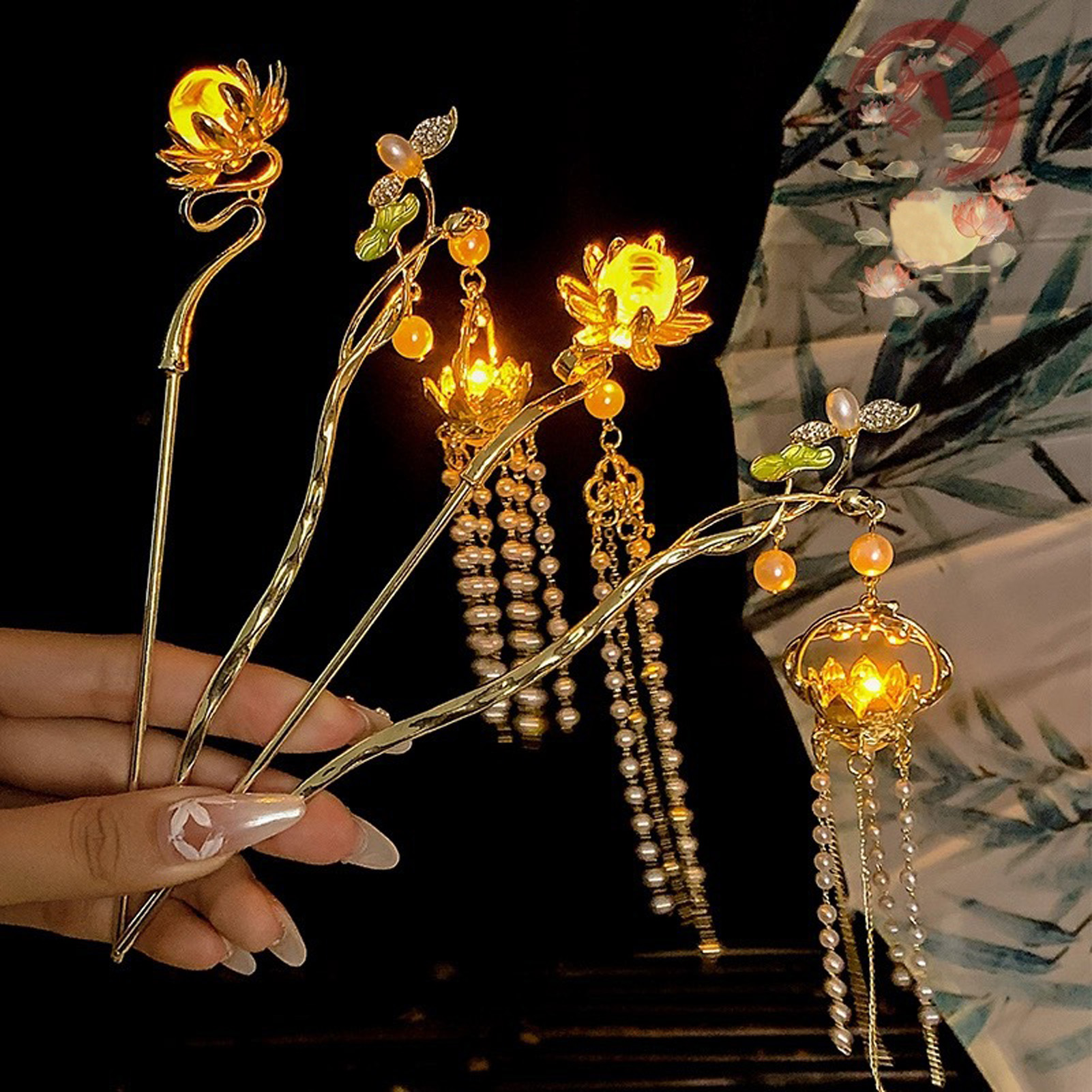 Lighting Decor Items - Luminous Flower Hairpin Exquisite Lotus Floral