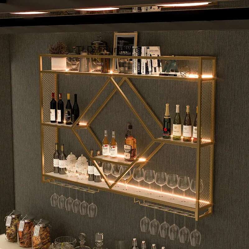 Restaurant Lighting Decoration - Nordic Wrought Iron Wine Rack for