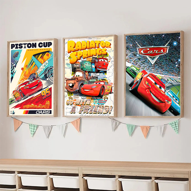 Lighting Mcqueen Decor - Cars Cartoon Movie Art Prints Radiator