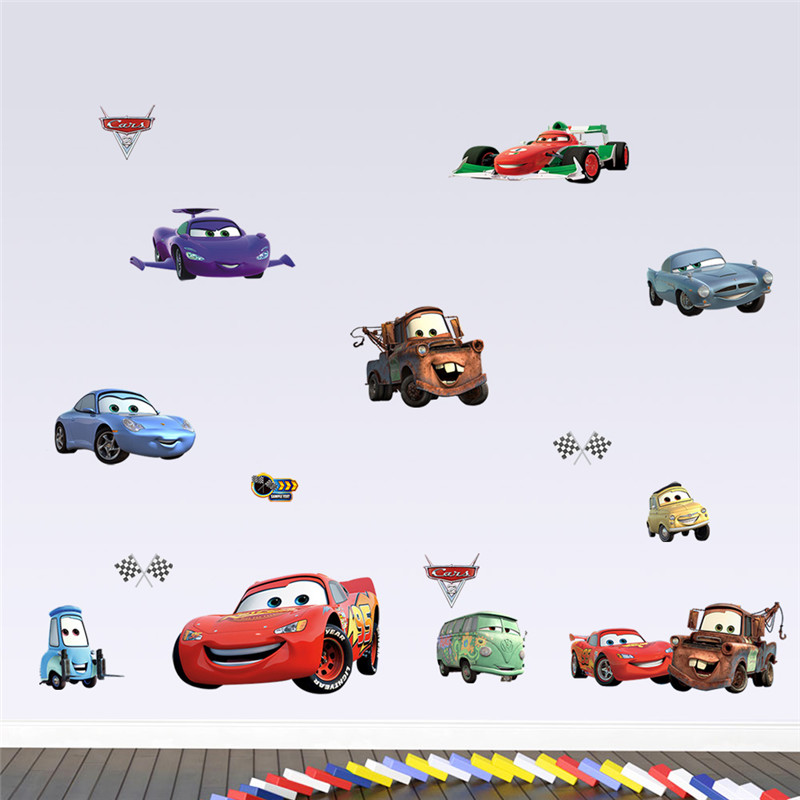 Lighting Mcqueen Decor - 3D Cartoon Cars 2 Wall Stickers