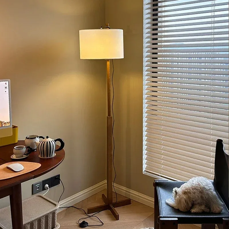 Floor Lamp Tripod - Japanese Liftable Wooden Lamp Wabi Sabi
