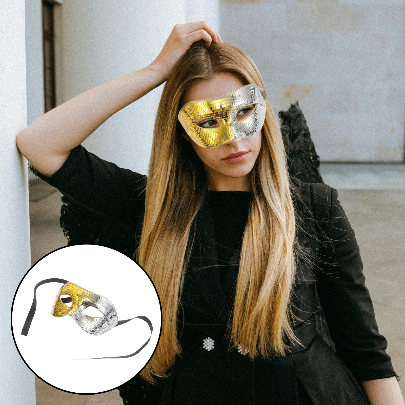 Disco Ball Mirror - Disco Mirror Mask Half Face Masquerade