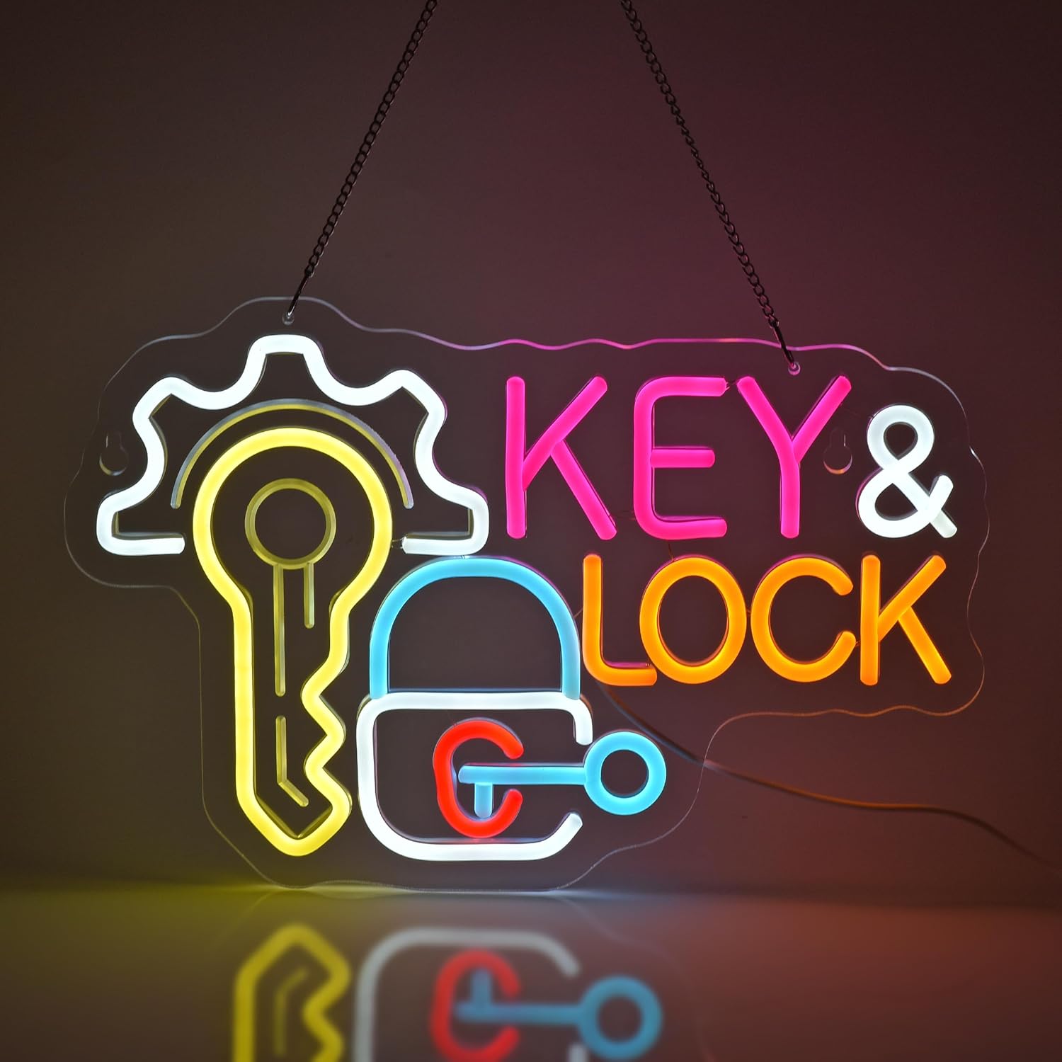 Key Lock Neon Sign Hanging Neo - Lighting Decor Rentals avis et prix