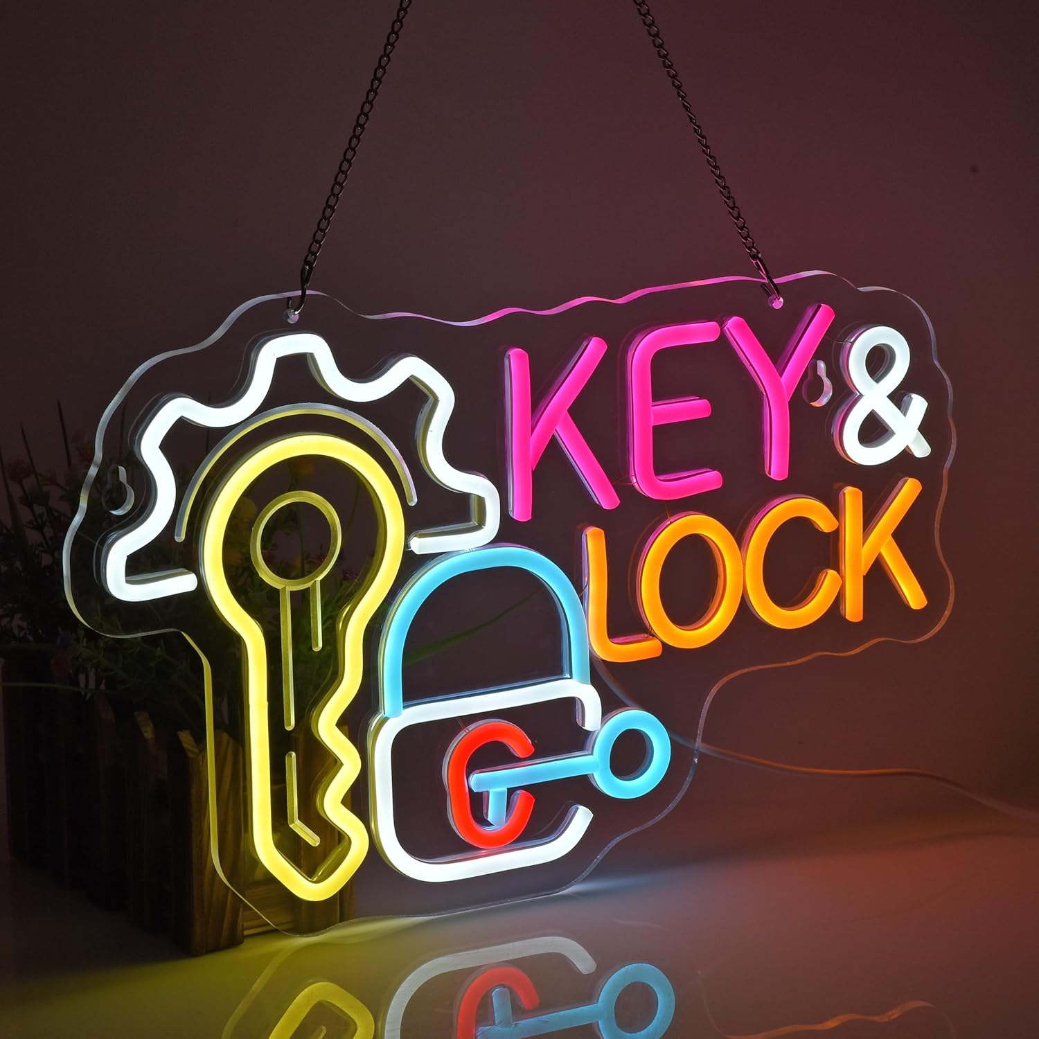 Key Lock Neon Sign Hanging Neo - Lighting Decor Rentals avis et prix