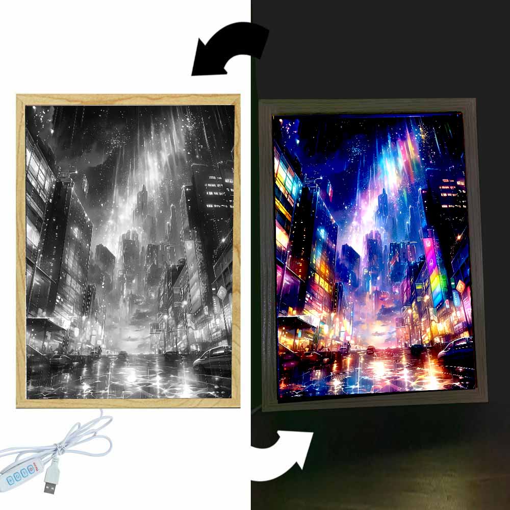 Beautiful City Light Painting  - Lighting Room Decor Photo avis et prix