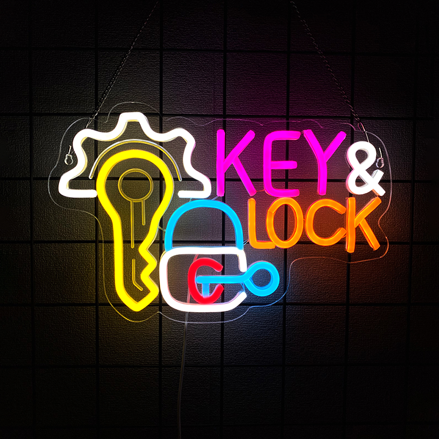 Key and Lock Neon Sign for Wal - Lighting Decor Rentals avis et prix