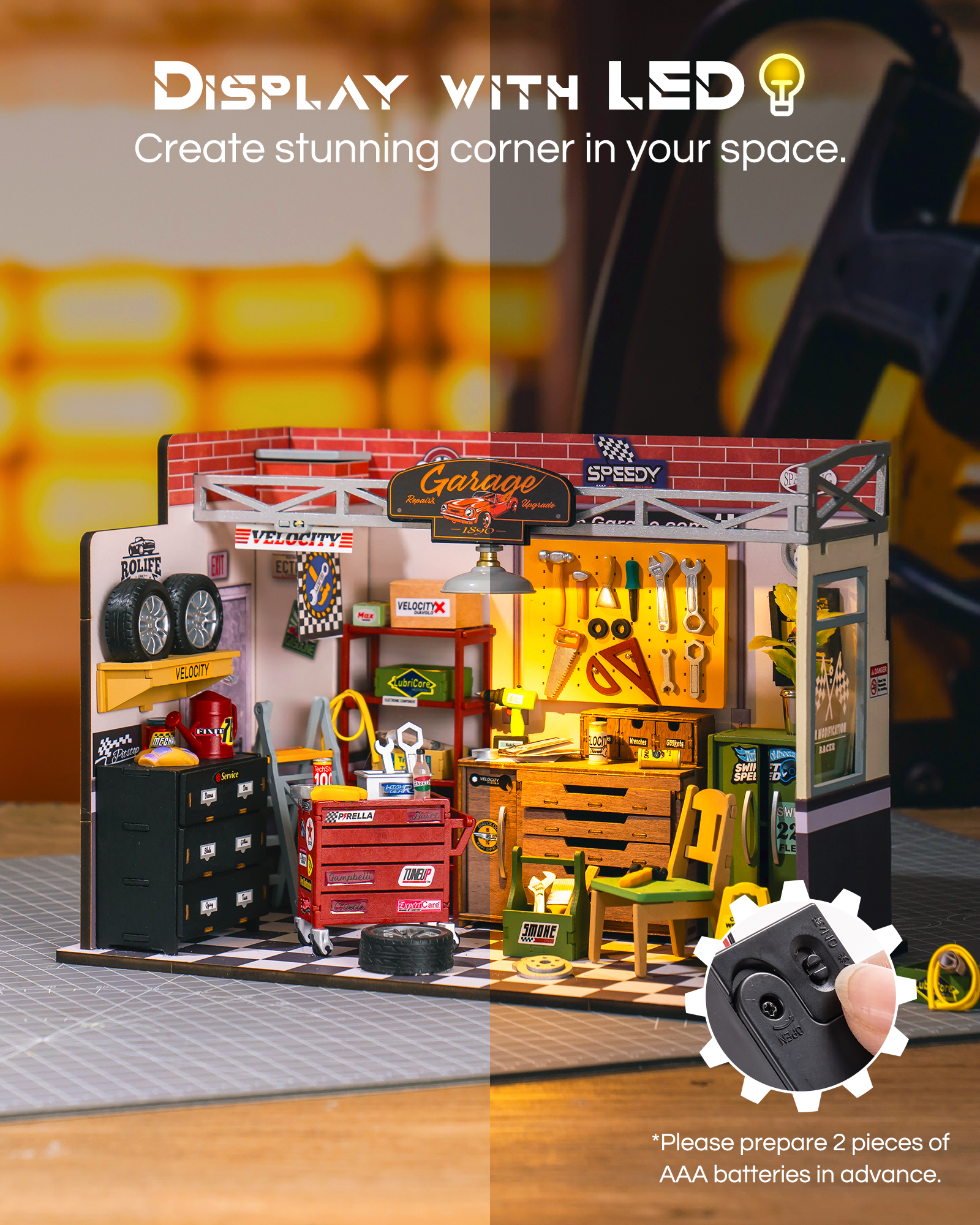 Robotime Rolife Mini Garage Wo - Garage Lighting Decor avis et prix