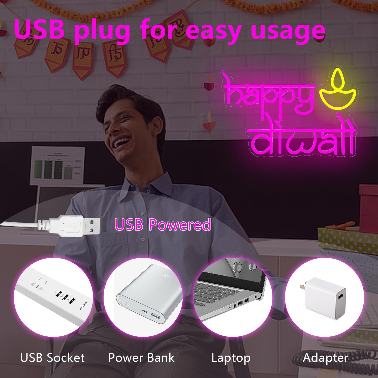 Happy Diwali Neon Sign USB Pow - Lighting Decoration For Home avis et prix