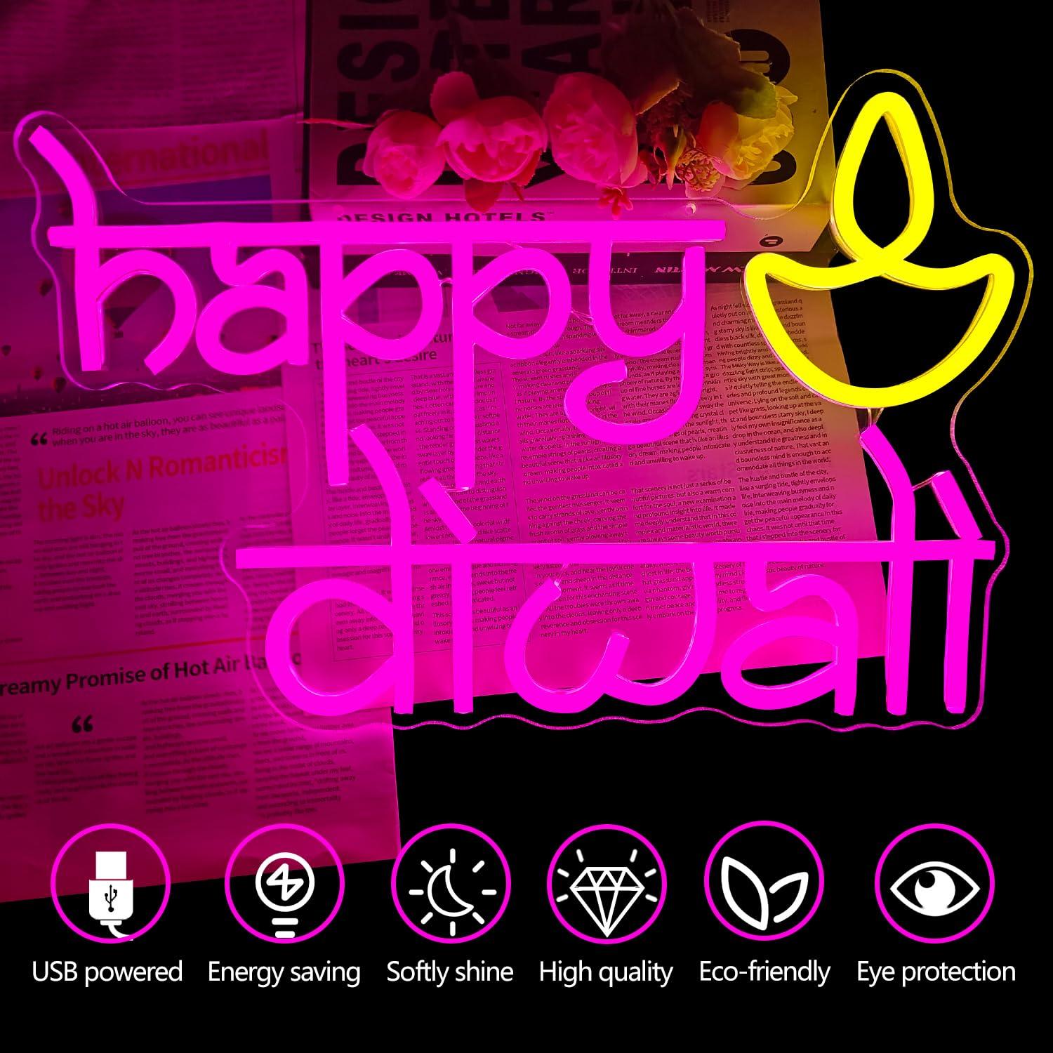 Happy Diwali Neon Sign USB Pow - Lighting Decoration For Home avis et prix