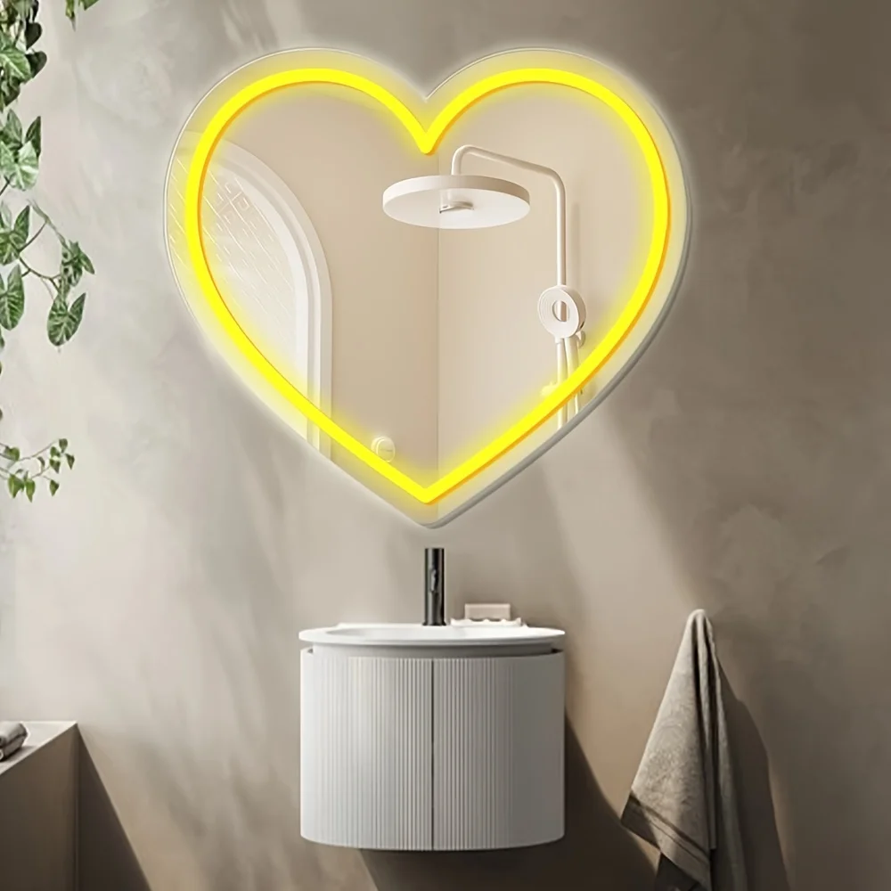 Heart Shape LED Mirror with Wa - Lighting Room Decor Photo avis et prix