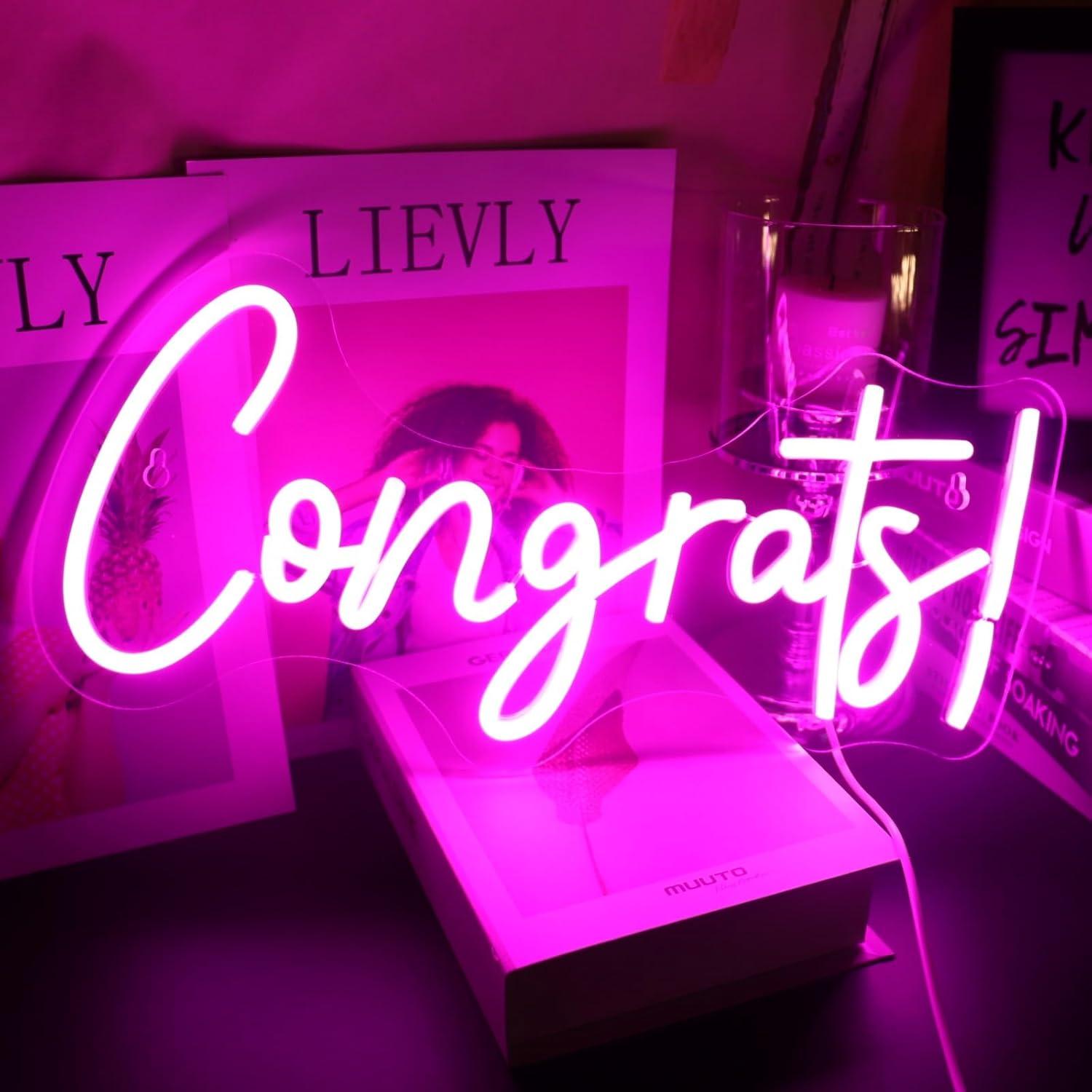 Congrats Neon Sign LED Word Li - Up Lighting Decor avis et prix