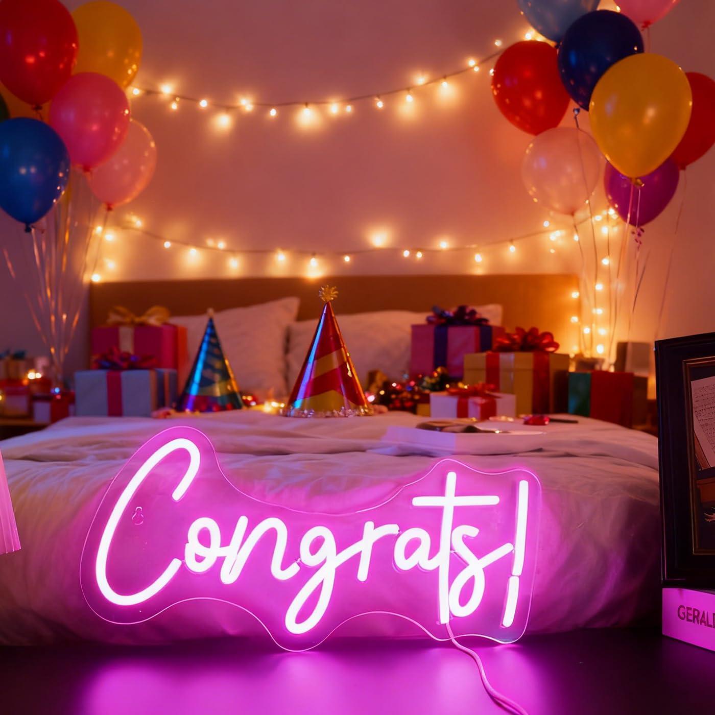 Congrats Neon Sign LED Word Li - Up Lighting Decor avis et prix