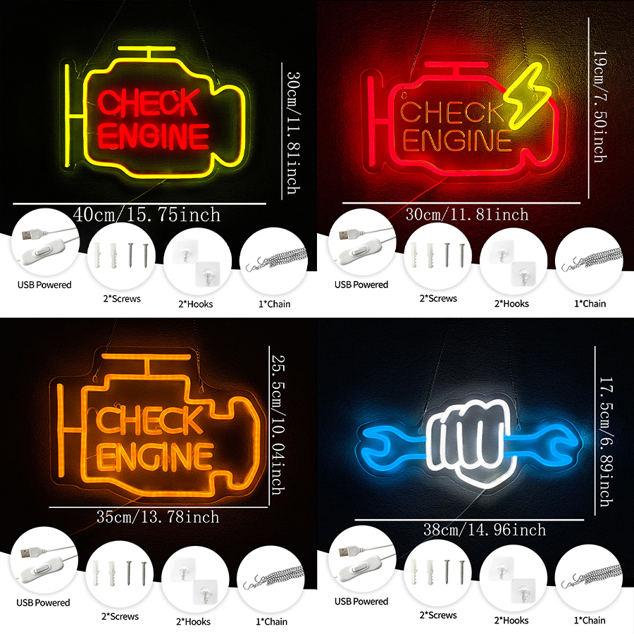 Check Engine Neon Sign For Wal - Lighting Decor Store avis et prix