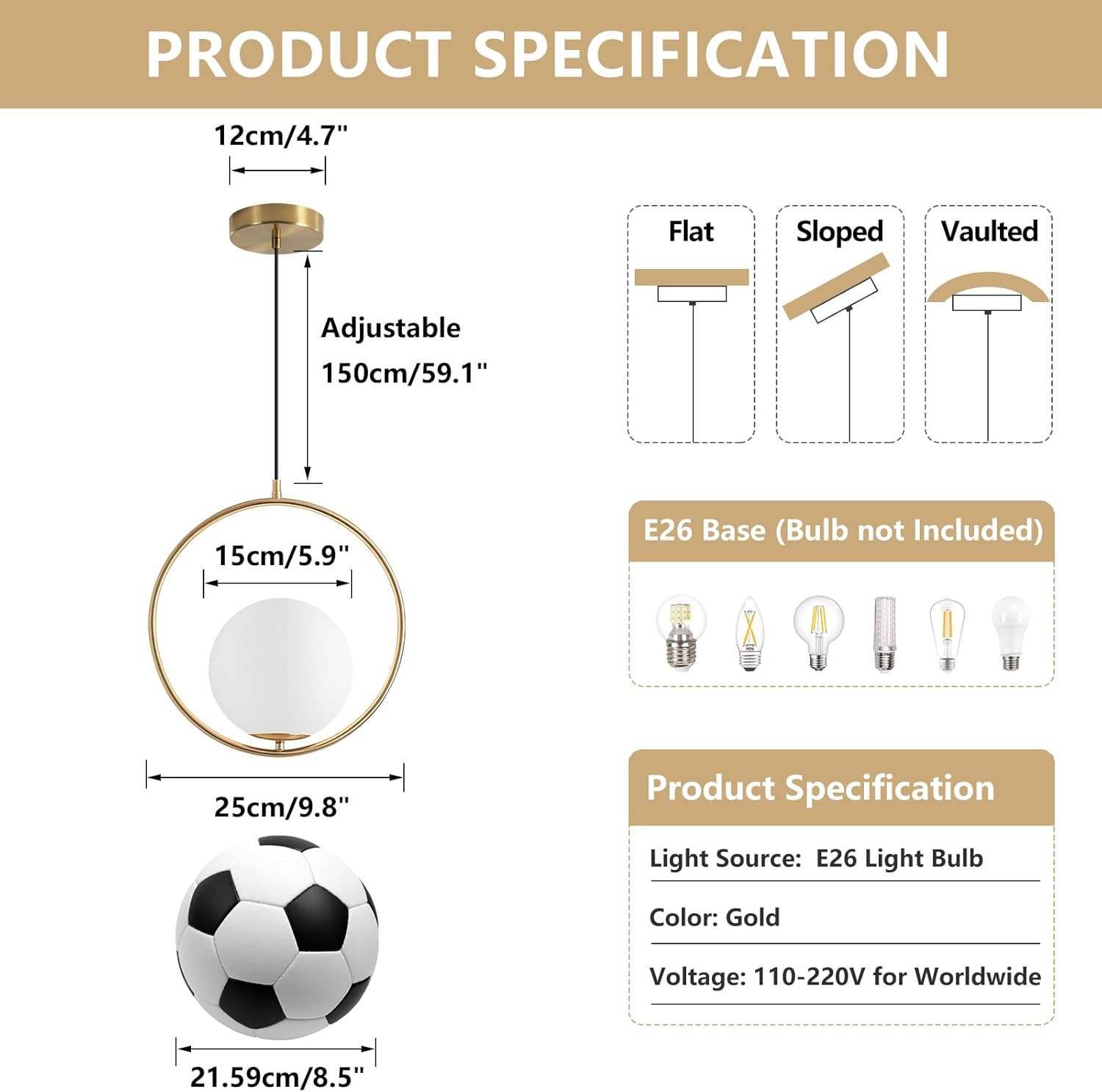 Gold PVC Lampshade Pendant lig - Lighting Decor Store avis et prix