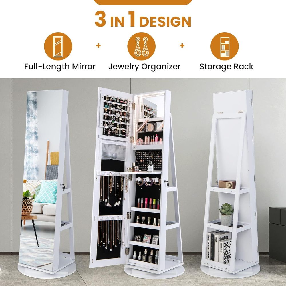 360° Swivel Jewelry Cabinet wi - Furniture Lighting & Decor Magazine avis et prix
