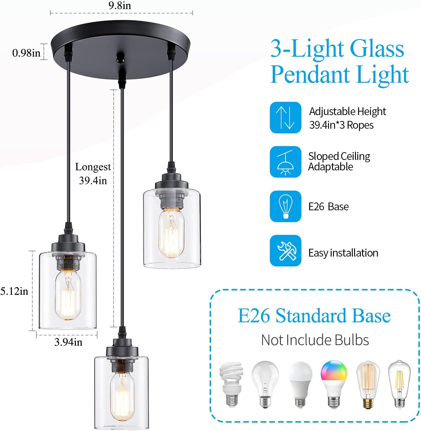 3-Light Pendant Lighting with  - Pendant Light Shade avis et prix