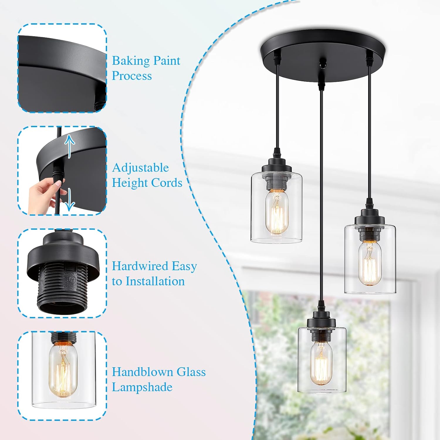 3-Light Pendant Lighting with  - Pendant Light Shade avis et prix