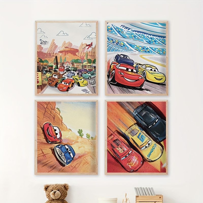 Cartoon Cars Watercolor Art Pr - Lighting Mcqueen Decor avis et prix