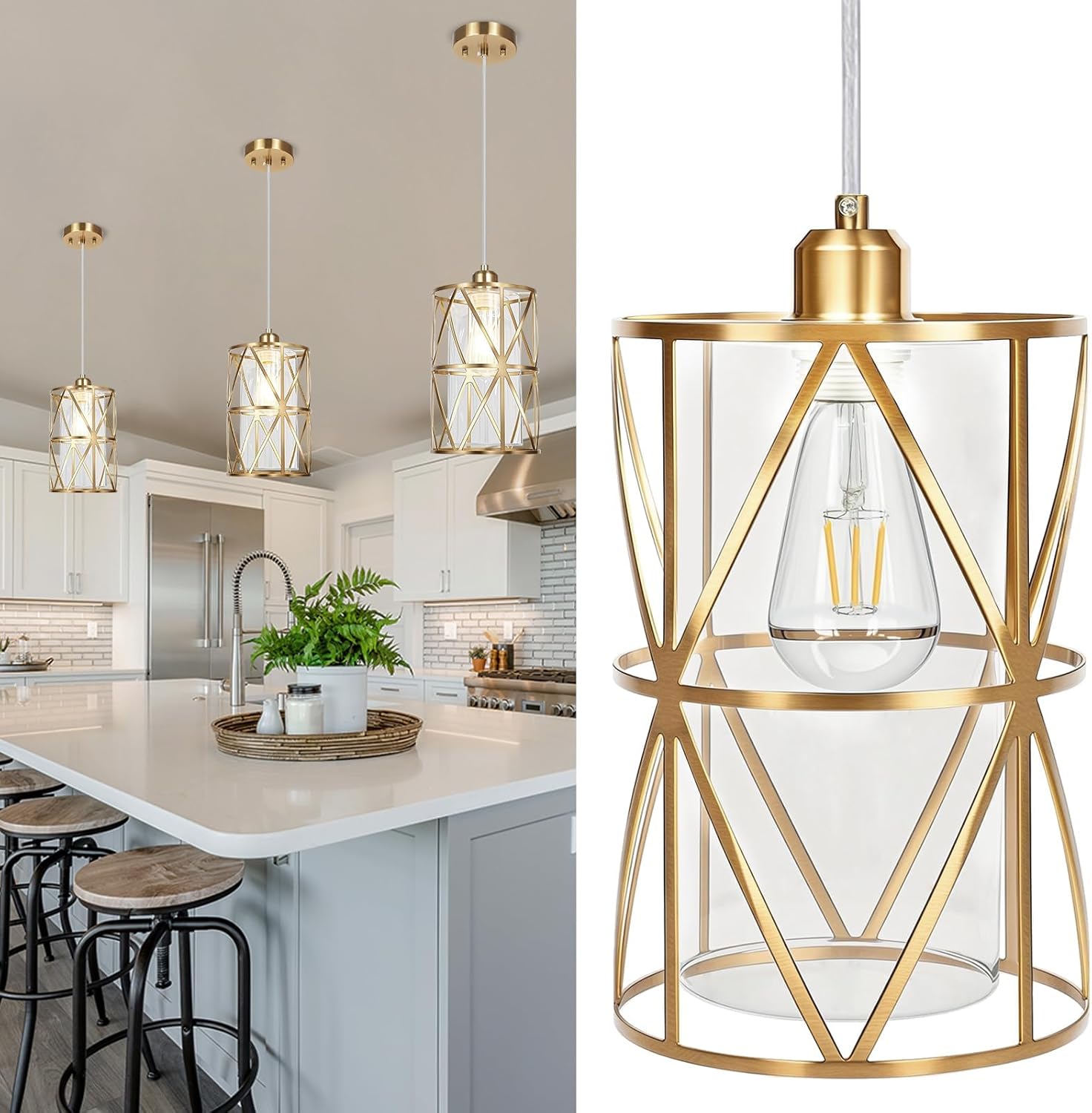 Brushed Gold Pendant Light, 7