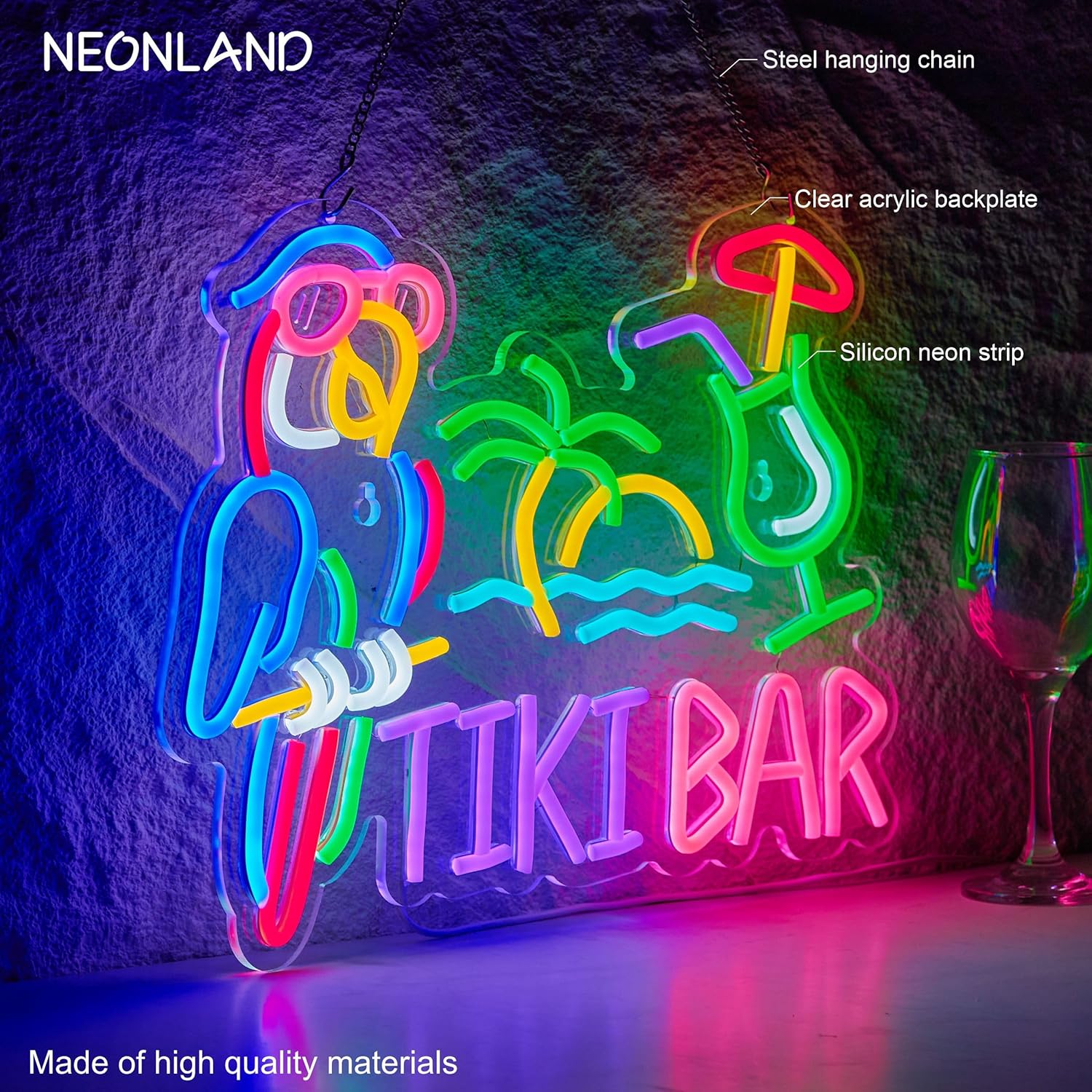 Tiki Bar Parrot Palm Tree Neon - Restaurant Lighting Decoration avis et prix