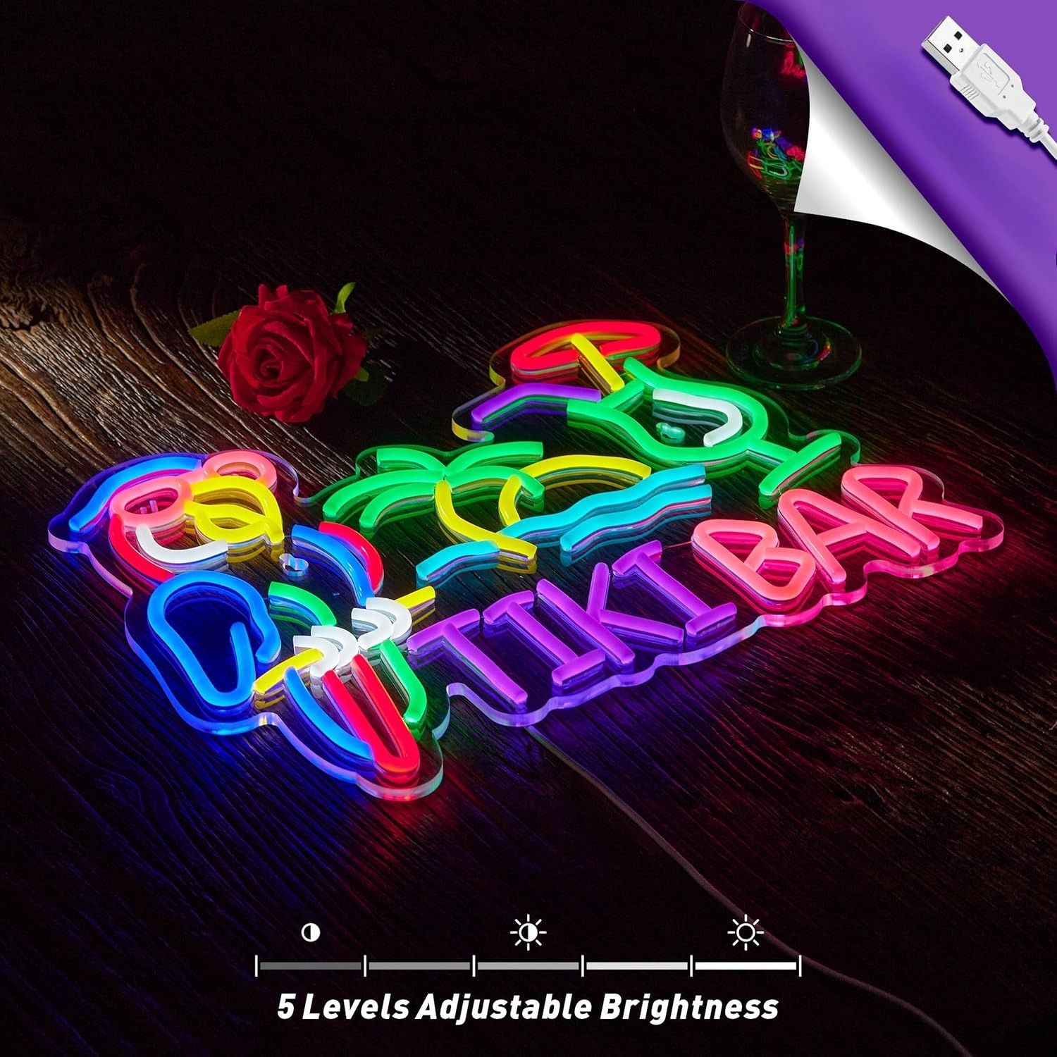 Tiki Bar Parrot Palm Tree Neon - Restaurant Lighting Decoration avis et prix
