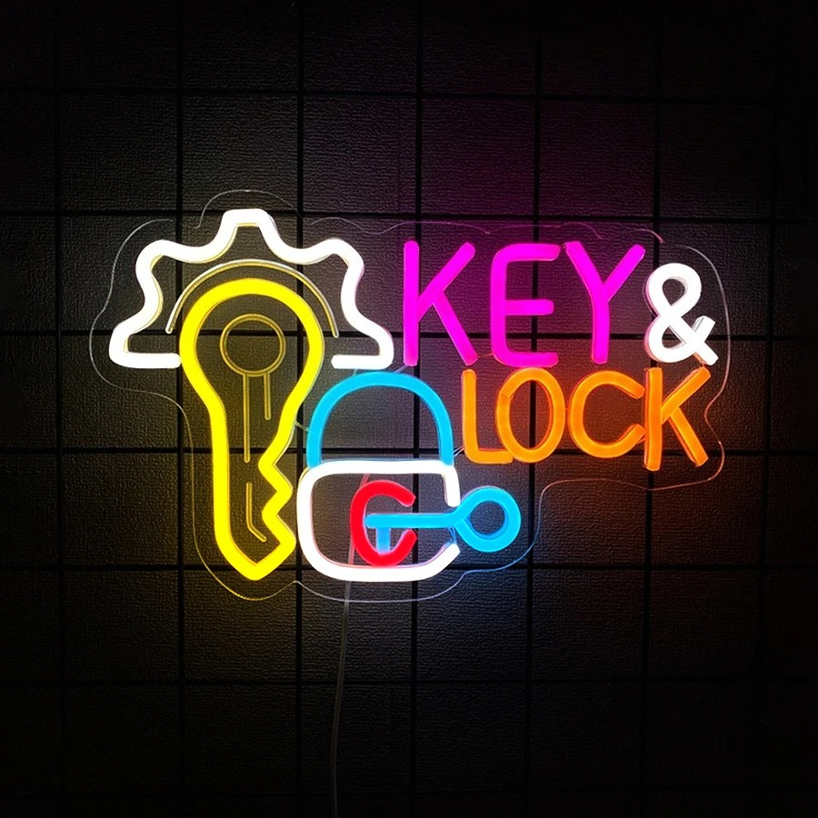 Key and Lock Neon Sign LED Neo - Lighting Decor Rentals avis et prix