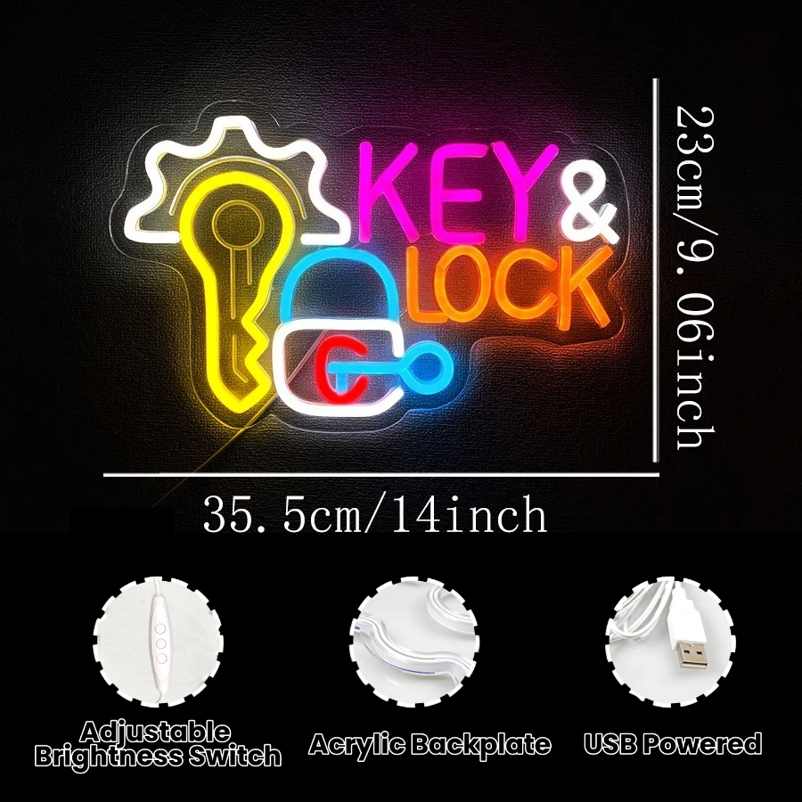 Key and Lock Neon Sign LED Neo - Lighting Decor Rentals avis et prix