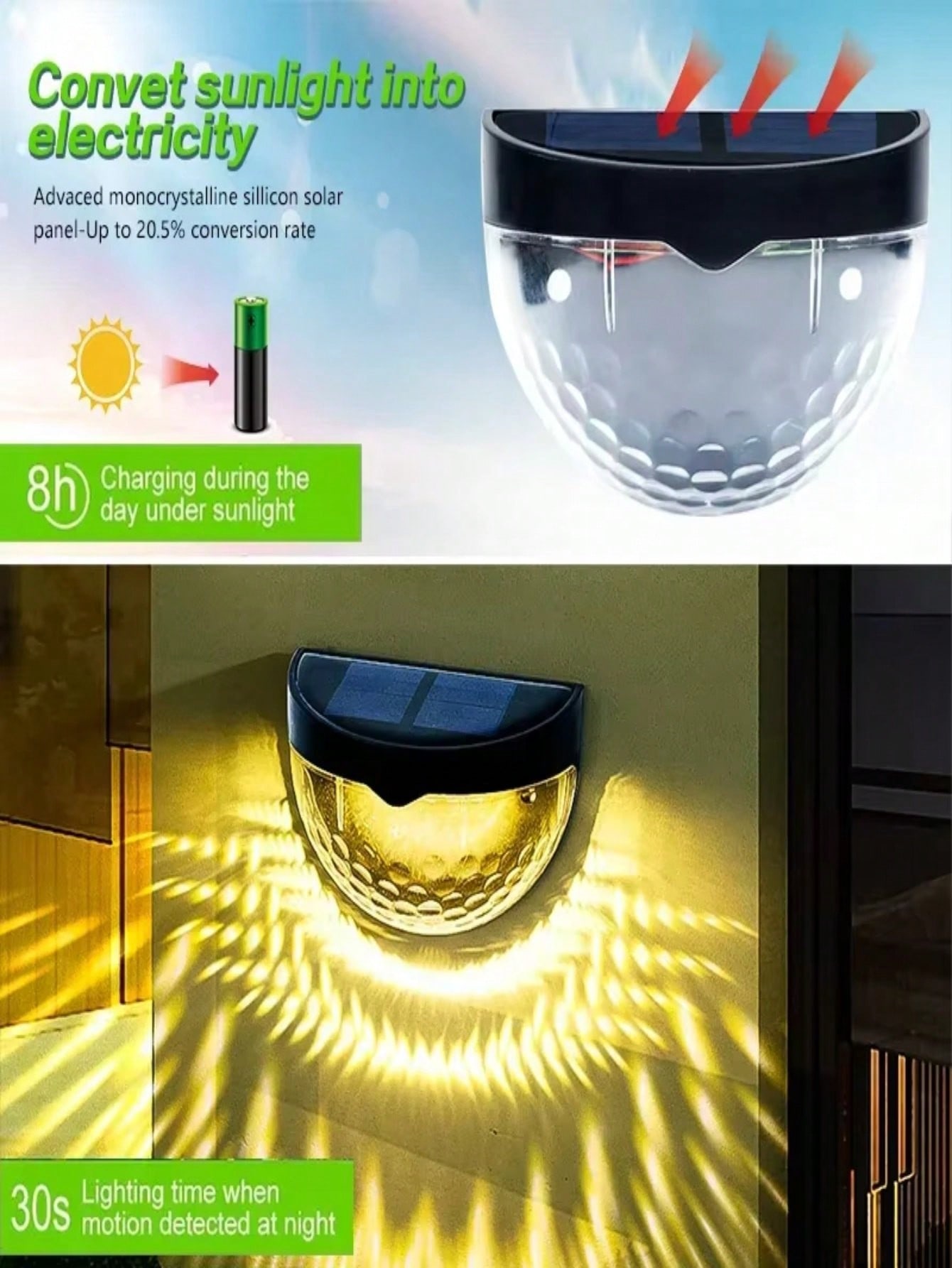 8Pcs Waterproof Solar LED Fenc - Garage Lighting Decor avis et prix