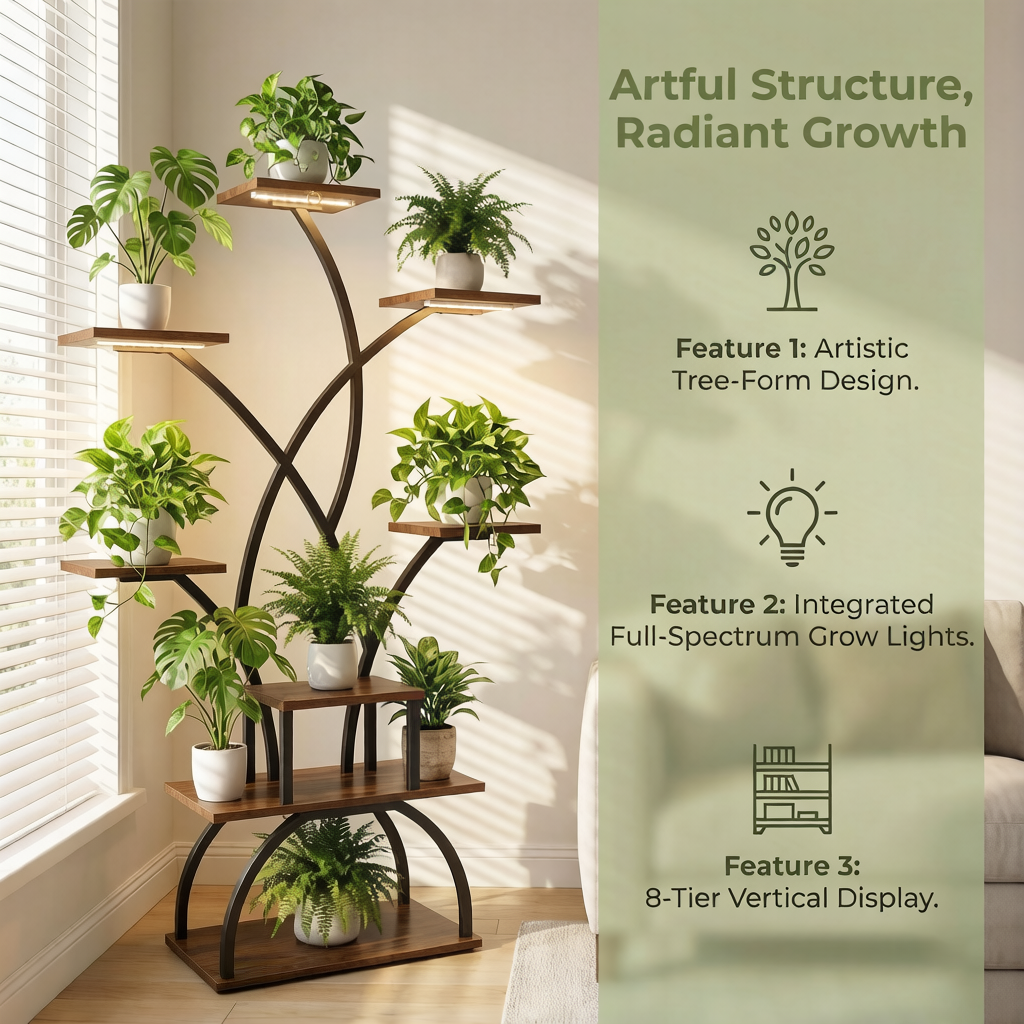 Indoor Plant Stand with Grow L - Lighting Room Decor Photo avis et prix