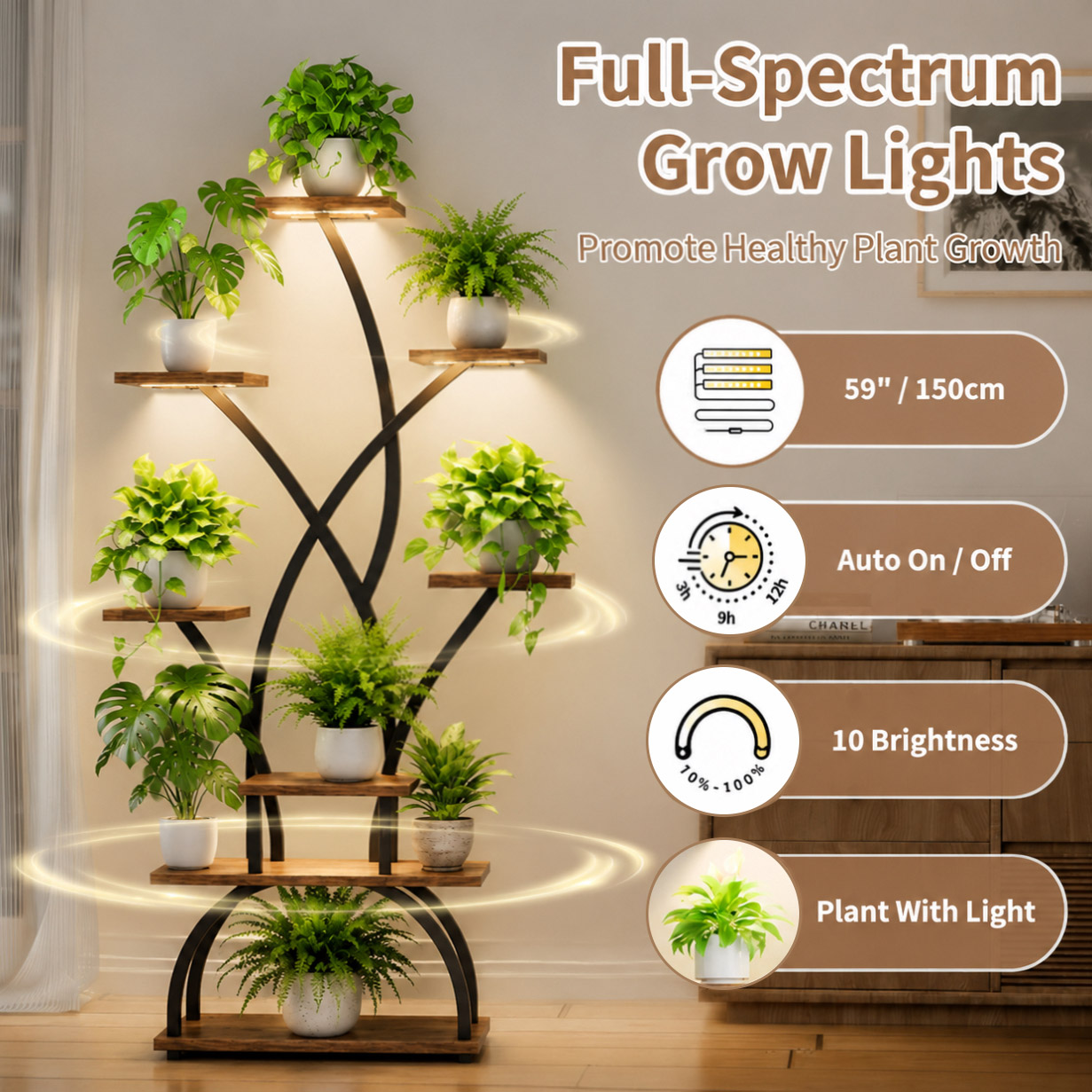 Indoor Plant Stand with Grow L - Lighting Room Decor Photo avis et prix