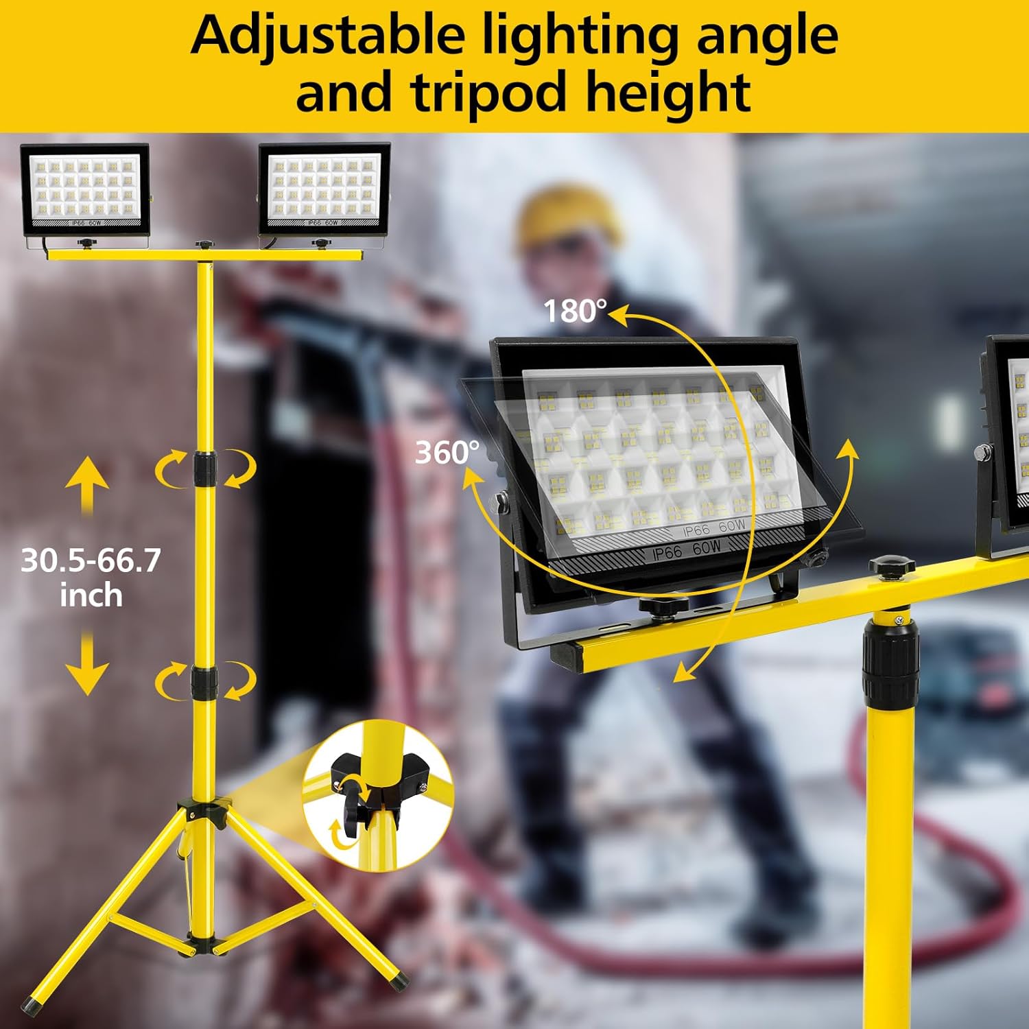 LED Work Light with Stand Adju - Floor Lamp Tripod avis et prix