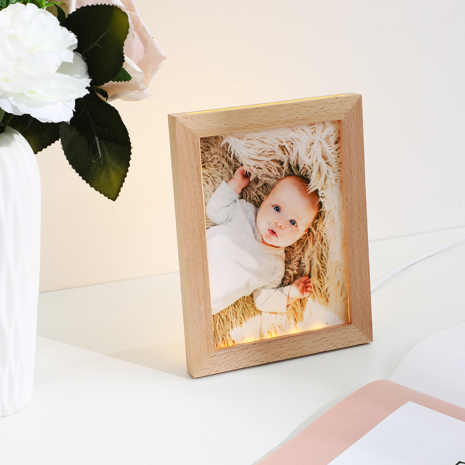 LED Photo Frame Wood Light Up  - Lighting Room Decor Photo avis et prix