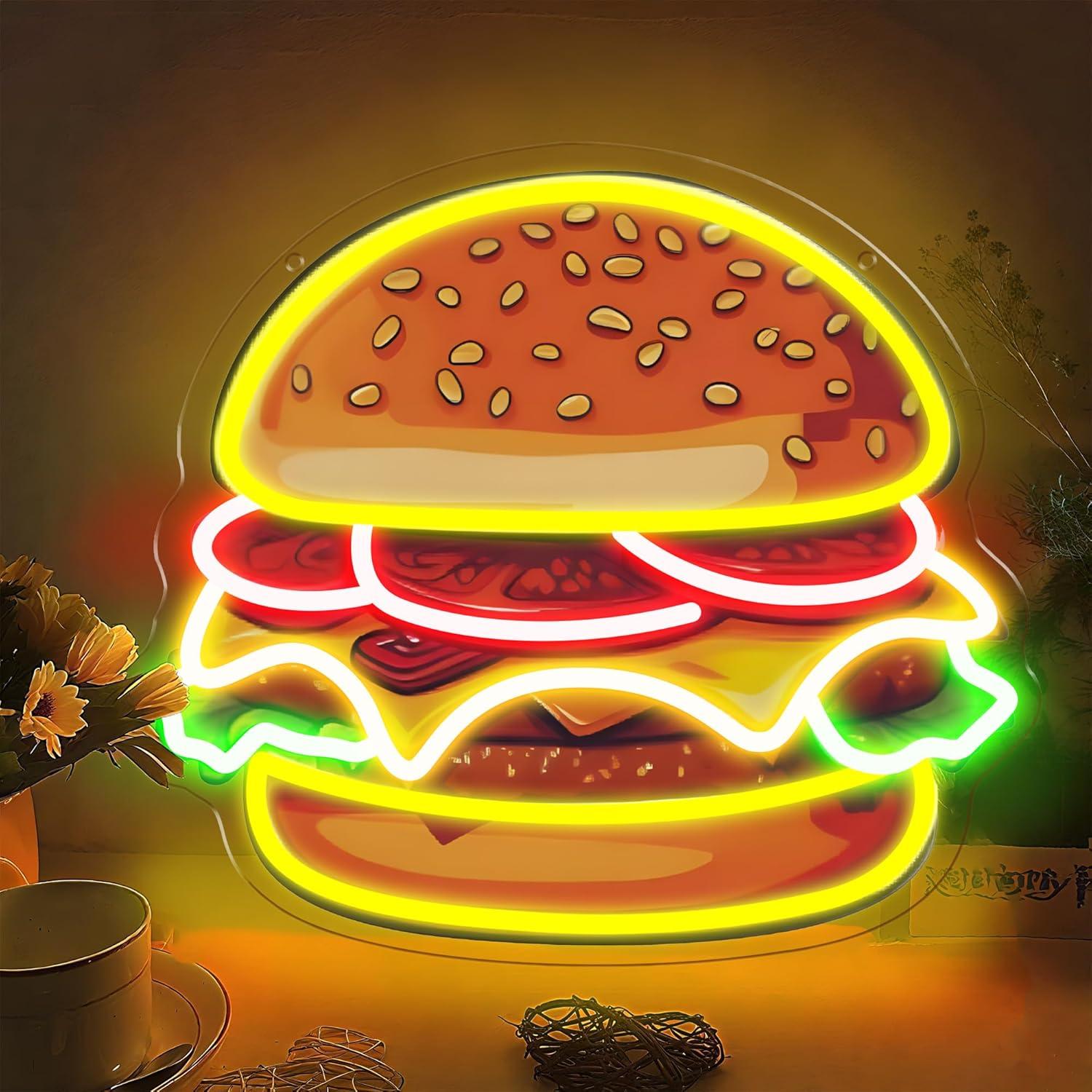 Burger Neon Sign LED Hamburger - Restaurant Lighting Decoration avis et prix