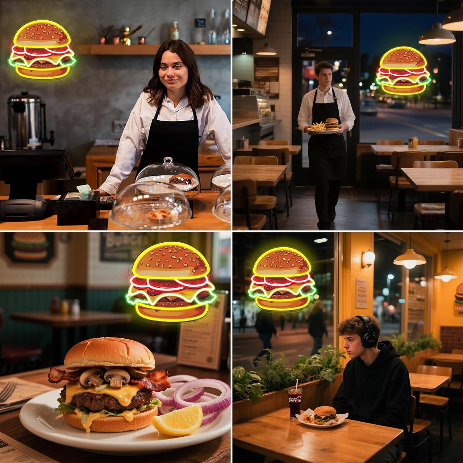 Burger Neon Sign LED Hamburger - Restaurant Lighting Decoration avis et prix