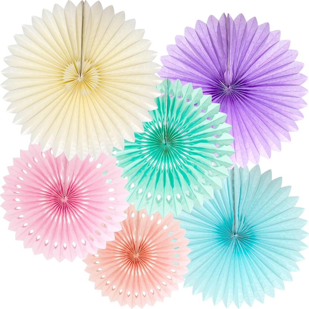 Pastel Rainbow Paper Fans Part - Decor Lighting Fans avis et prix