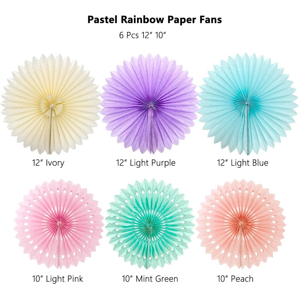 Pastel Rainbow Paper Fans Part - Decor Lighting Fans avis et prix