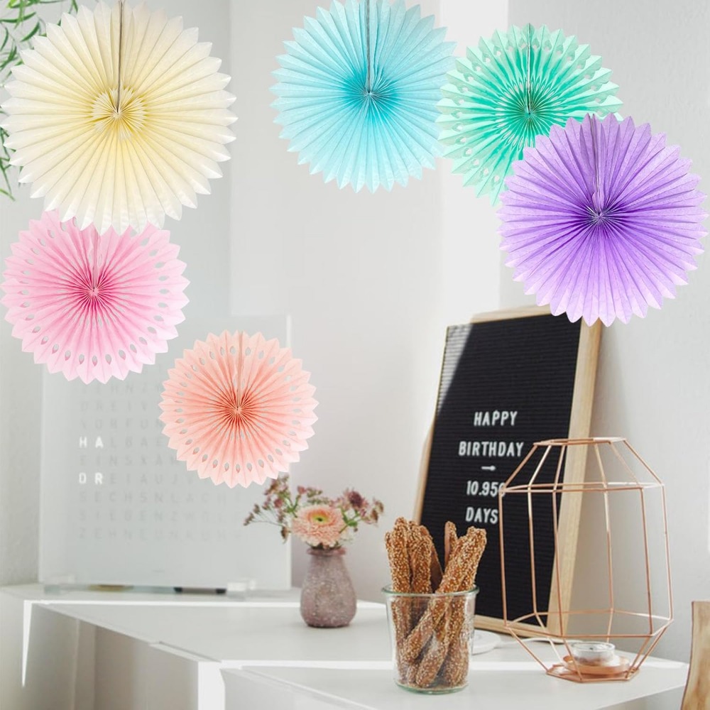 Pastel Rainbow Paper Fans Part - Decor Lighting Fans avis et prix