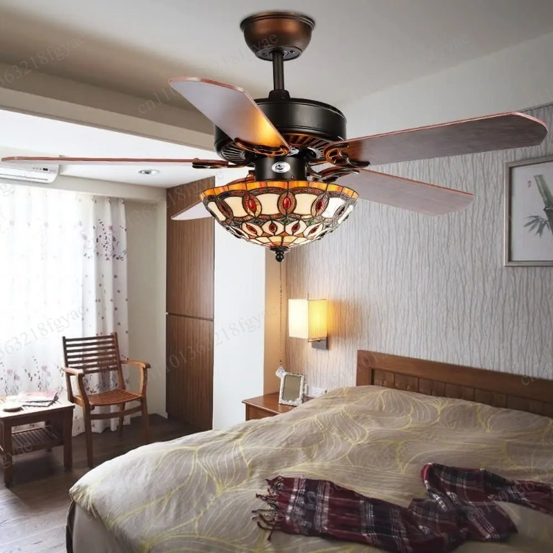 Tiffany Stained Glass Wood Cei - Decor Lighting Fans avis et prix