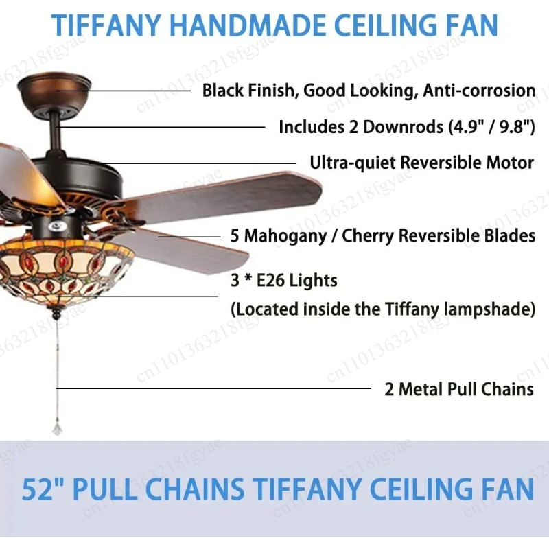 Tiffany Stained Glass Wood Cei - Decor Lighting Fans avis et prix
